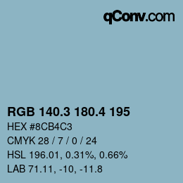 カラーコード: RGB 140.3 180.4 195 | qconv.com