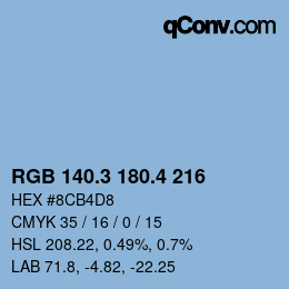 カラーコード: RGB 140.3 180.4 216 | qconv.com