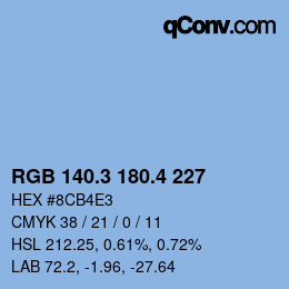 カラーコード: RGB 140.3 180.4 227 | qconv.com