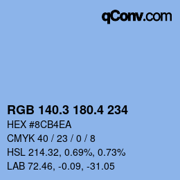 カラーコード: RGB 140.3 180.4 234 | qconv.com