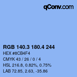 カラーコード: RGB 140.3 180.4 244 | qconv.com