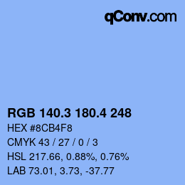 カラーコード: RGB 140.3 180.4 248 | qconv.com