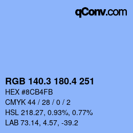 カラーコード: RGB 140.3 180.4 251 | qconv.com