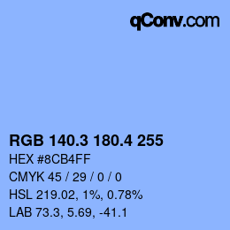 カラーコード: RGB 140.3 180.4 255 | qconv.com