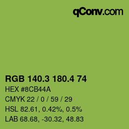 カラーコード: RGB 140.3 180.4 74 | qconv.com