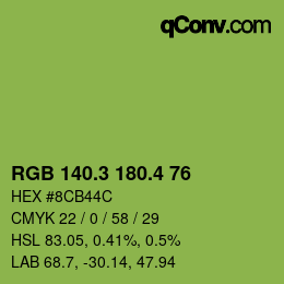 カラーコード: RGB 140.3 180.4 76 | qconv.com