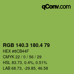 カラーコード: RGB 140.3 180.4 79 | qconv.com
