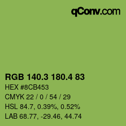 カラーコード: RGB 140.3 180.4 83 | qconv.com