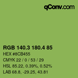カラーコード: RGB 140.3 180.4 85 | qconv.com