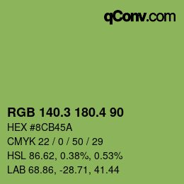 カラーコード: RGB 140.3 180.4 90 | qconv.com
