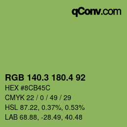 カラーコード: RGB 140.3 180.4 92 | qconv.com