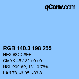 カラーコード: RGB 140.3 198 255 | qconv.com