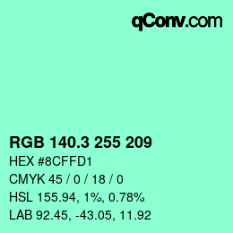 カラーコード: RGB 140.3 255 209 | qconv.com