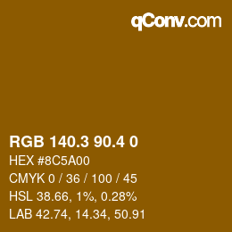 カラーコード: RGB 140.3 90.4 0 | qconv.com
