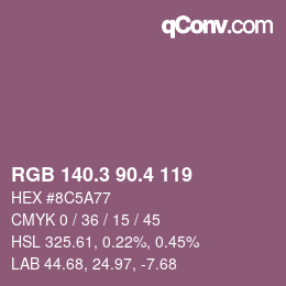 カラーコード: RGB 140.3 90.4 119 | qconv.com