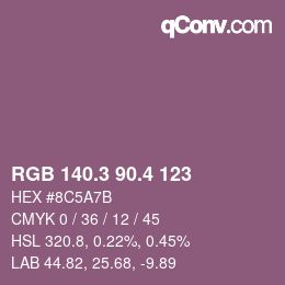 カラーコード: RGB 140.3 90.4 123 | qconv.com