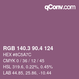 カラーコード: RGB 140.3 90.4 124 | qconv.com