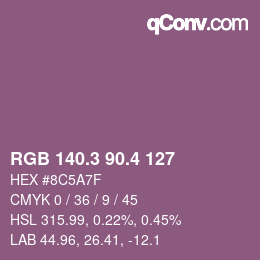 カラーコード: RGB 140.3 90.4 127 | qconv.com