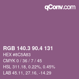 カラーコード: RGB 140.3 90.4 131 | qconv.com