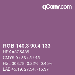 カラーコード: RGB 140.3 90.4 133 | qconv.com