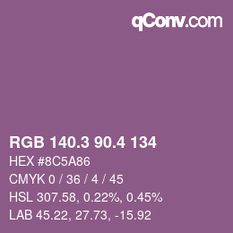 カラーコード: RGB 140.3 90.4 134 | qconv.com