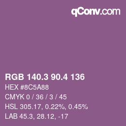 カラーコード: RGB 140.3 90.4 136 | qconv.com