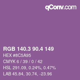 カラーコード: RGB 140.3 90.4 149 | qconv.com