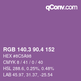 カラーコード: RGB 140.3 90.4 152 | qconv.com