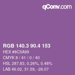 カラーコード: RGB 140.3 90.4 153 | qconv.com