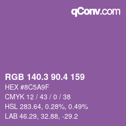カラーコード: RGB 140.3 90.4 159 | qconv.com