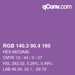 カラーコード: RGB 140.3 90.4 160 | qconv.com
