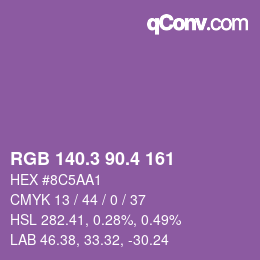 カラーコード: RGB 140.3 90.4 161 | qconv.com