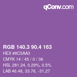 カラーコード: RGB 140.3 90.4 163 | qconv.com
