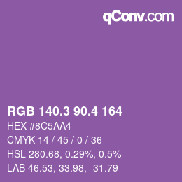 カラーコード: RGB 140.3 90.4 164 | qconv.com