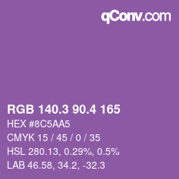 カラーコード: RGB 140.3 90.4 165 | qconv.com