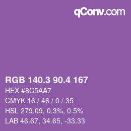 カラーコード: RGB 140.3 90.4 167 | qconv.com