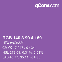 カラーコード: RGB 140.3 90.4 169 | qconv.com
