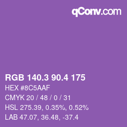カラーコード: RGB 140.3 90.4 175 | qconv.com