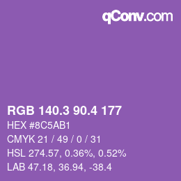 カラーコード: RGB 140.3 90.4 177 | qconv.com