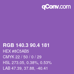 カラーコード: RGB 140.3 90.4 181 | qconv.com