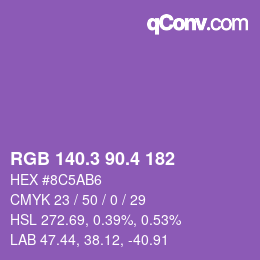 カラーコード: RGB 140.3 90.4 182 | qconv.com