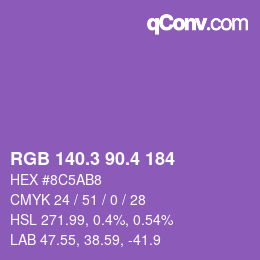 カラーコード: RGB 140.3 90.4 184 | qconv.com