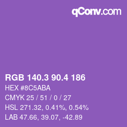 カラーコード: RGB 140.3 90.4 186 | qconv.com