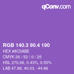 カラーコード: RGB 140.3 90.4 190 | qconv.com