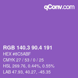 カラーコード: RGB 140.3 90.4 191 | qconv.com