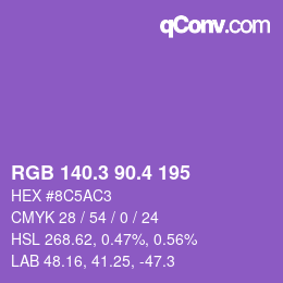 カラーコード: RGB 140.3 90.4 195 | qconv.com