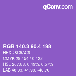 カラーコード: RGB 140.3 90.4 198 | qconv.com