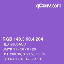 カラーコード: RGB 140.3 90.4 204 | qconv.com