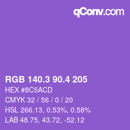 カラーコード: RGB 140.3 90.4 205 | qconv.com