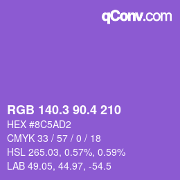 カラーコード: RGB 140.3 90.4 210 | qconv.com